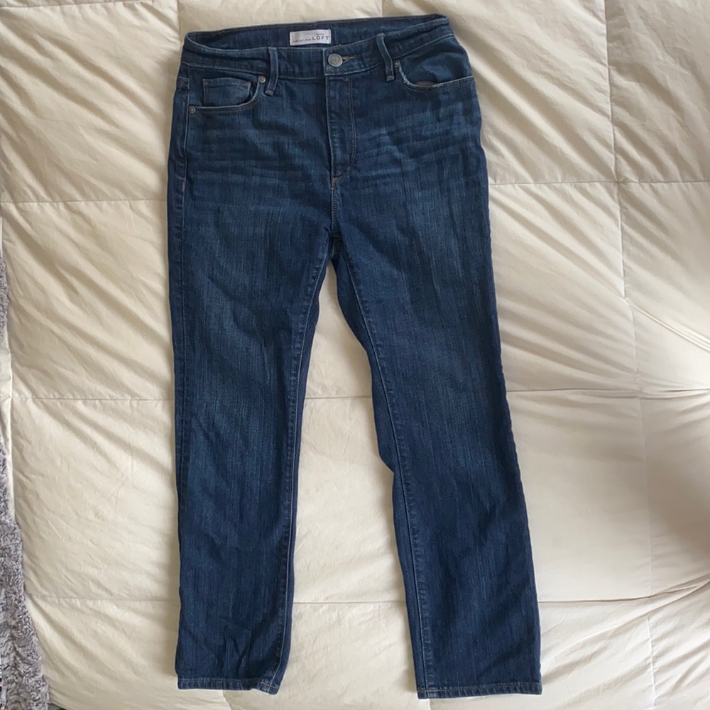 Loft high rise straight crop jeans